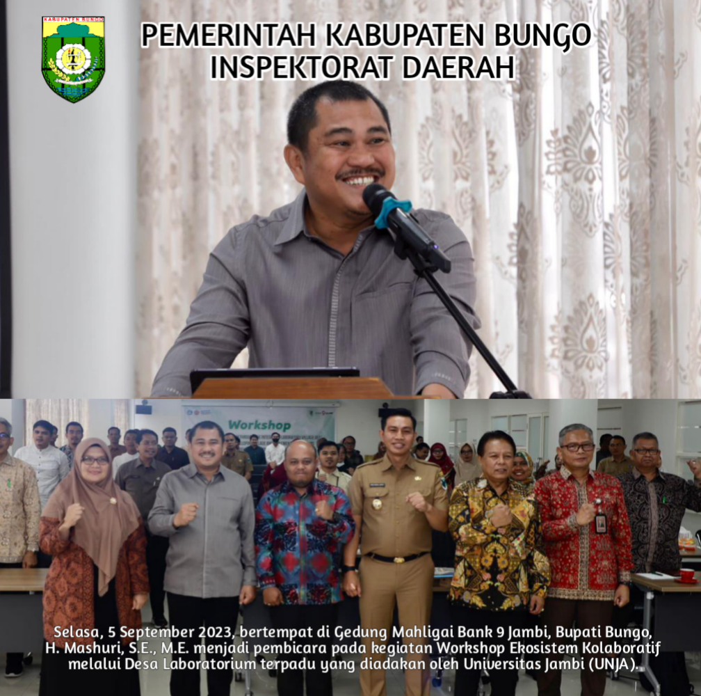 Bupati Bungo, H. Mashuri, S.P., M.E. menjadi pembicara pada kegiatan Workshop