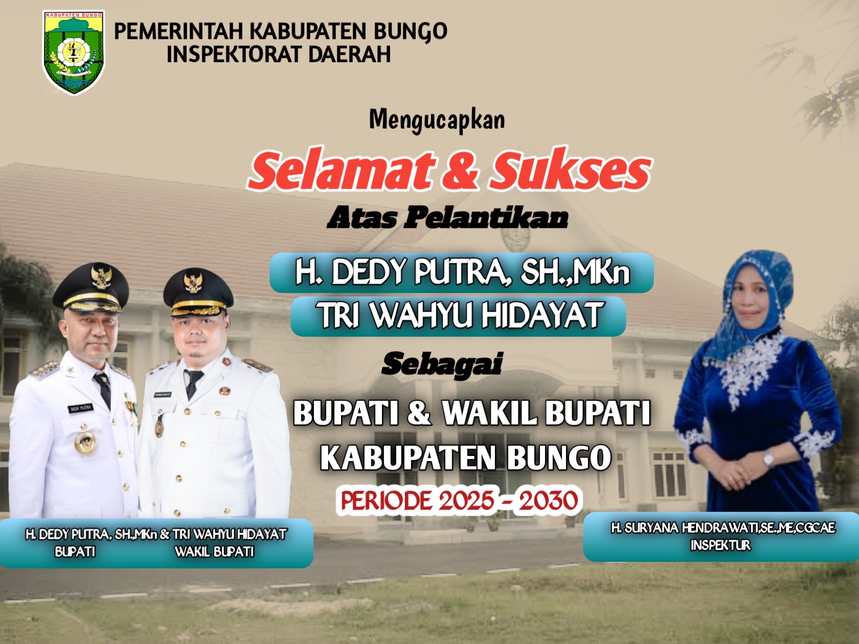 Selamat & Sukses atas Pelantikan Bupati dan Wakil Bupati Bungo 